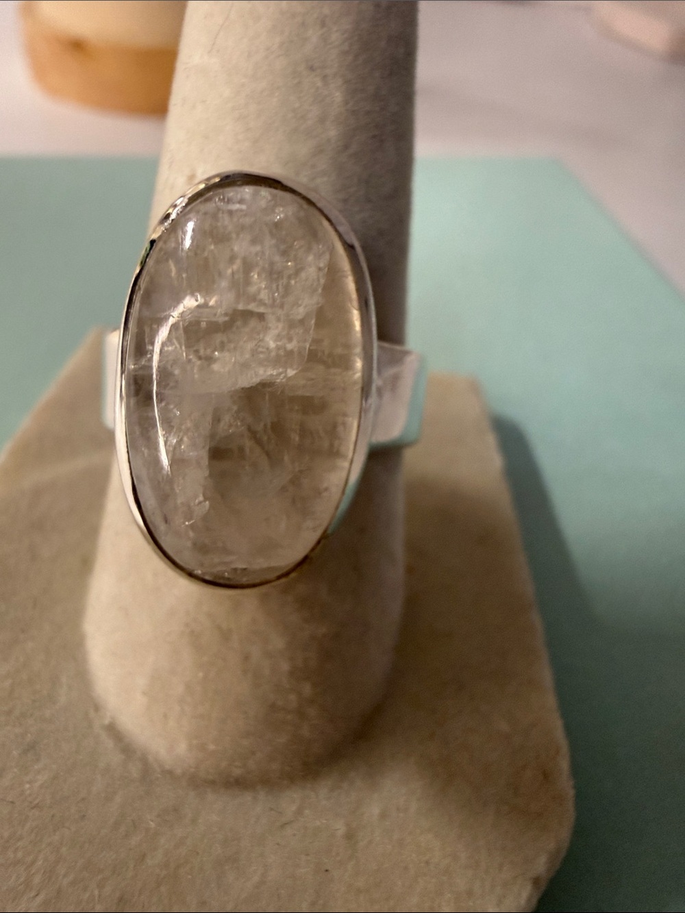 Sterling Silver Genuine Moonstone Oval Statement Ring